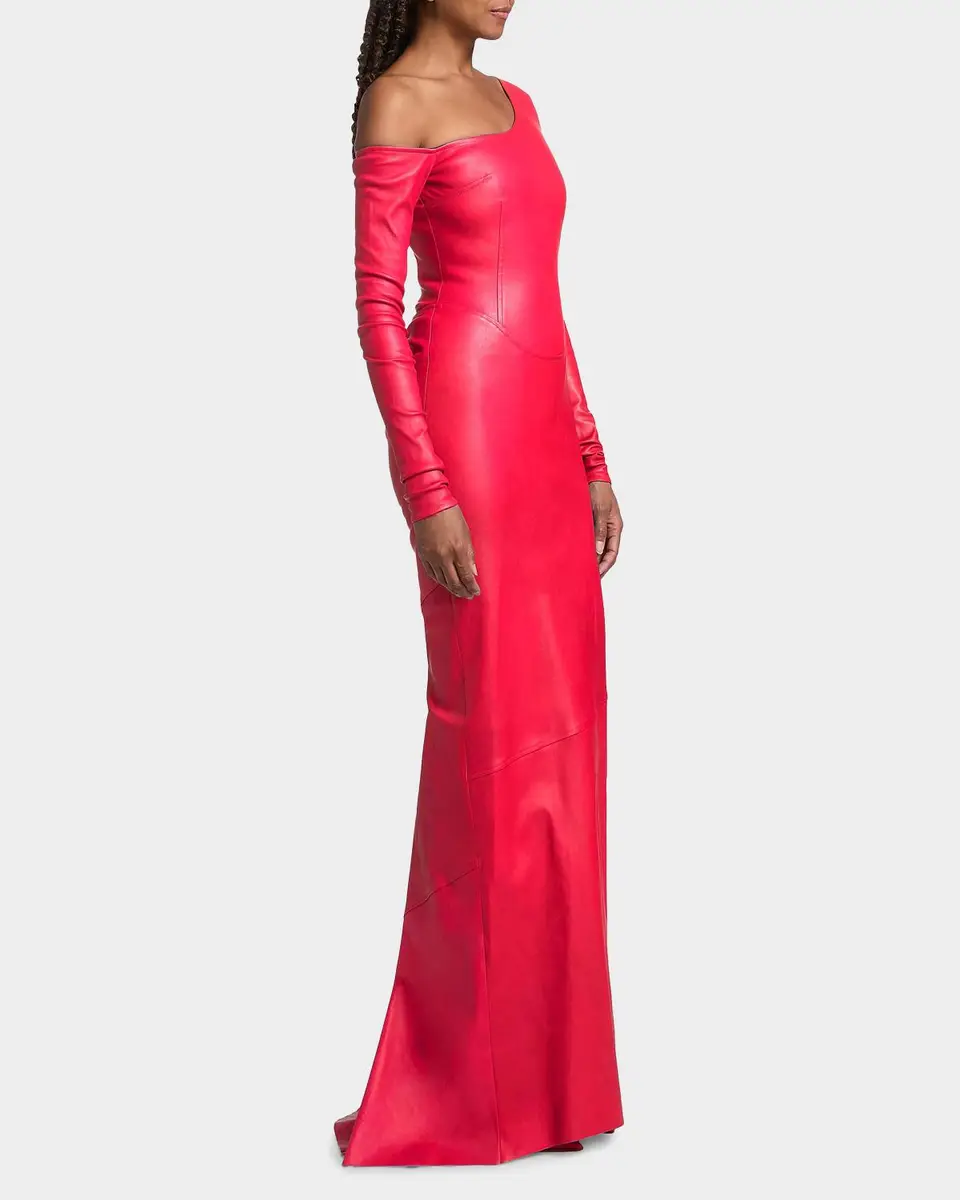 LaQuan Smith Leather Asymmetric Mermaid Gown | Thumbnail 7 LaQuan Smith Leather Asymmetric Mermaid Gown | Thumbnail 7