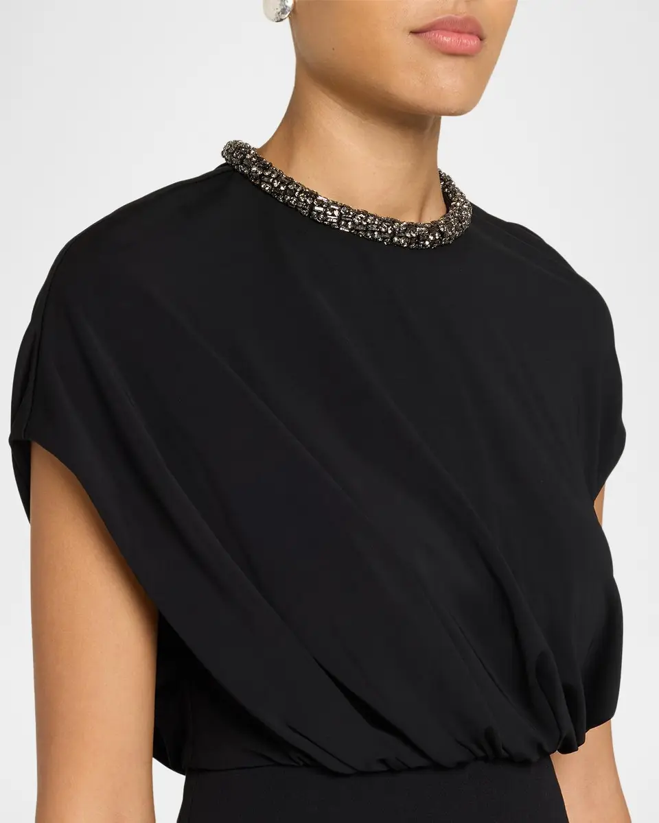 Roland Mouret Crystal-Collar Sleeveless Blouson Mini Dress | Thumbnail 5