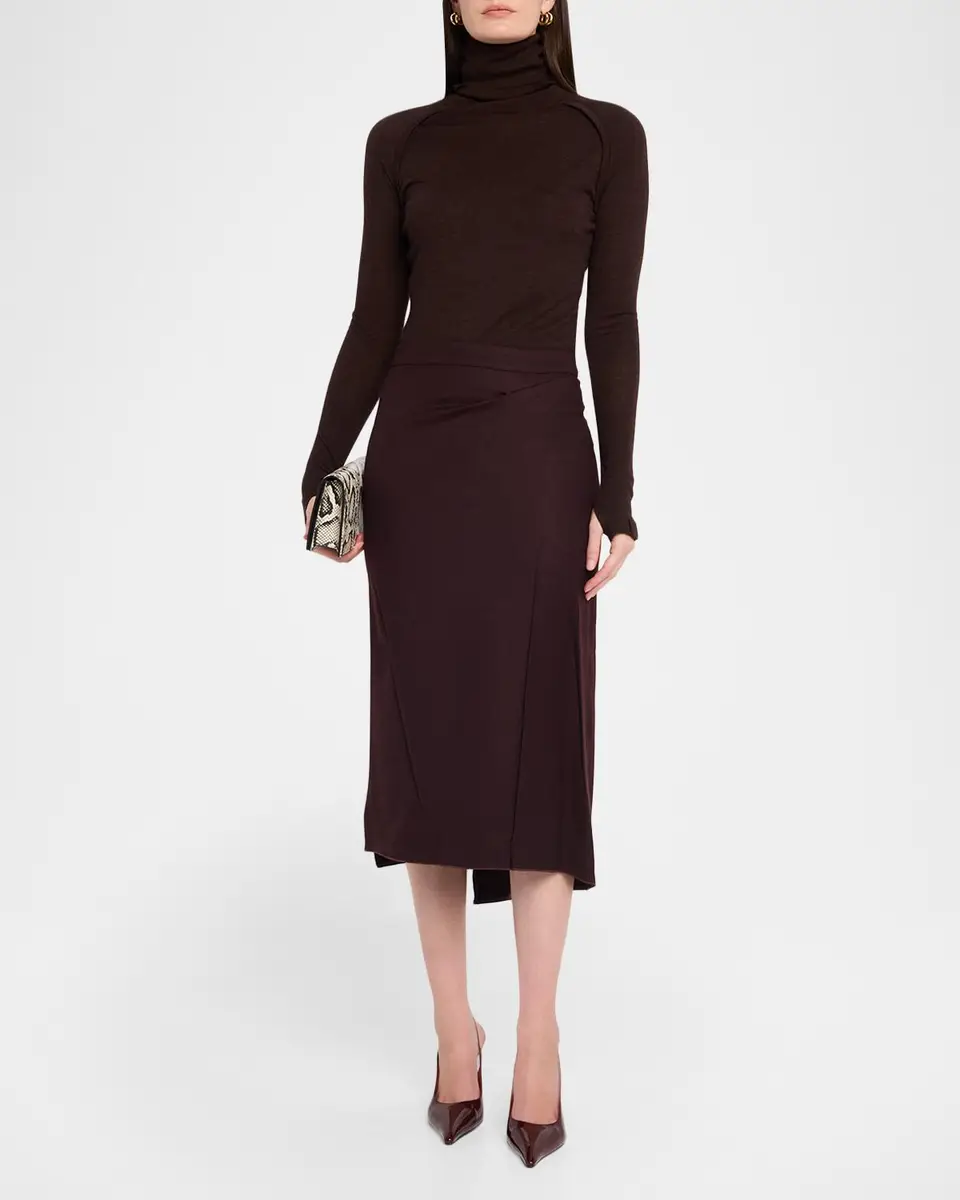 Victoria Beckham Pressed Crease Wool Tailored Midi Skirt | Thumbnail 2 Victoria Beckham Pressed Crease Wool Tailored Midi Skirt | Thumbnail 2