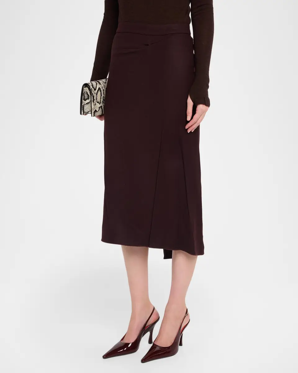 Victoria Beckham Pressed Crease Wool Tailored Midi Skirt | Thumbnail 4 Victoria Beckham Pressed Crease Wool Tailored Midi Skirt | Thumbnail 4