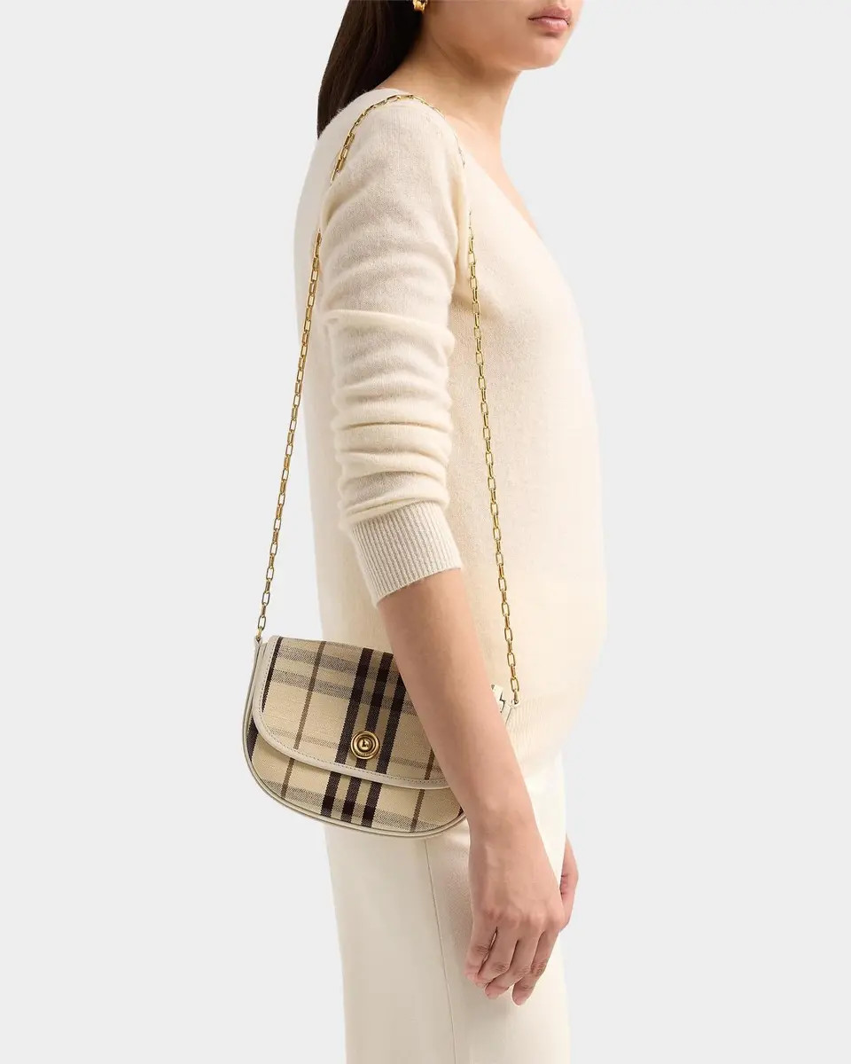 Burberry Check Cotton-Linen Blend Shoulder Bag | Thumbnail 5