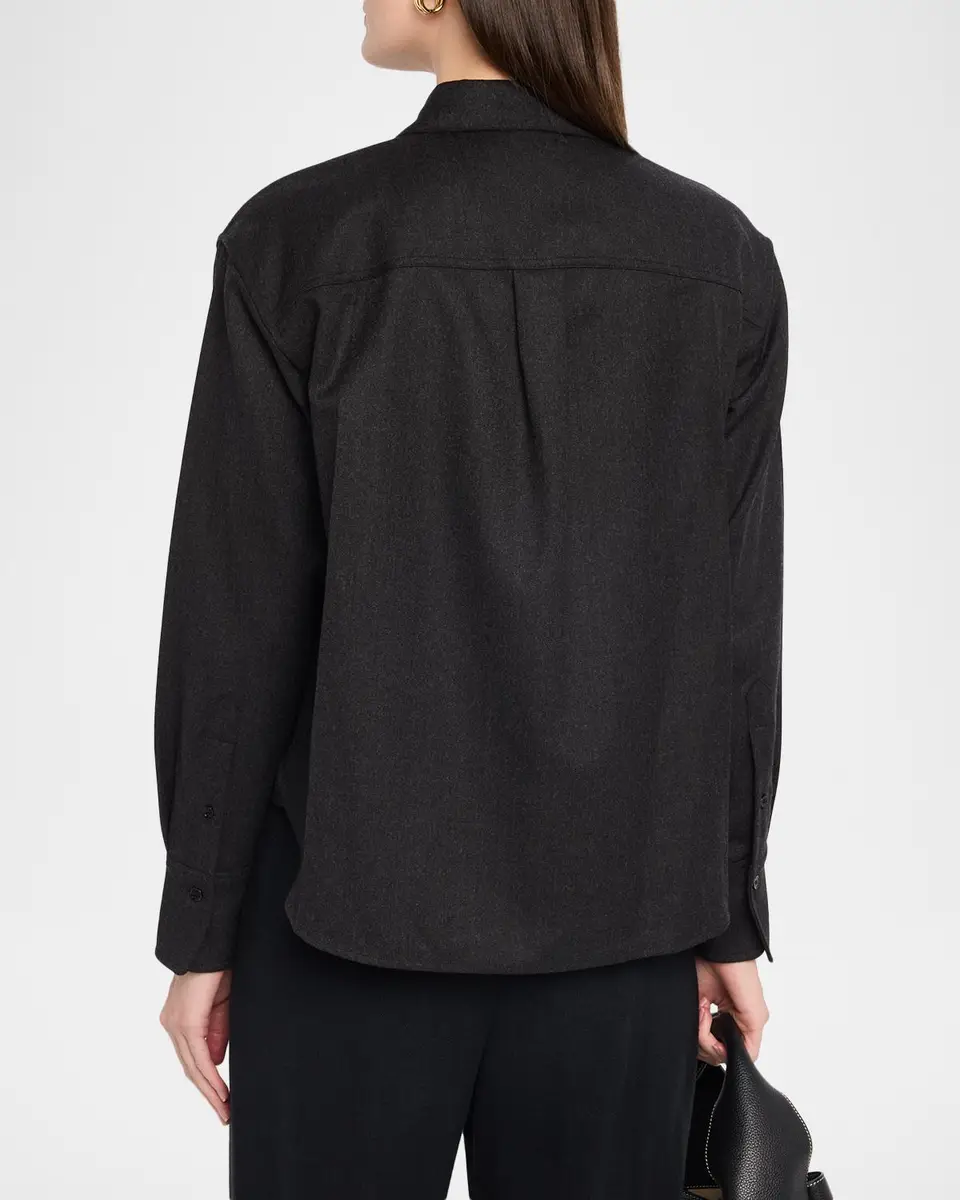 Victoria Beckham Ellys Wool Twill Button-Down Shirt | Thumbnail 3 Victoria Beckham Ellys Wool Twill Button-Down Shirt | Thumbnail 3