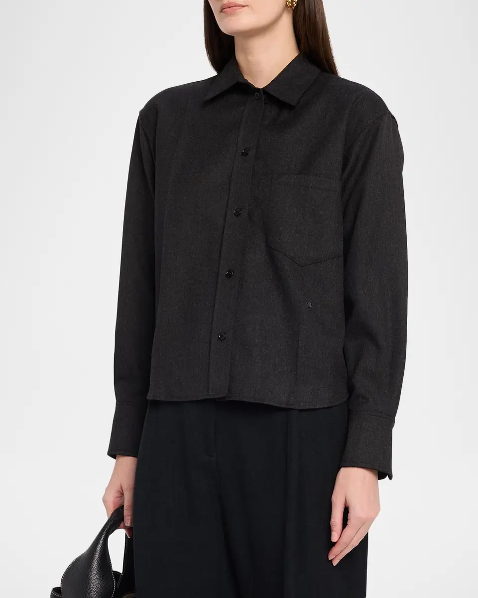 Victoria Beckham Ellys Wool Twill Button-Down Shirt | Thumbnail 4 Victoria Beckham Ellys Wool Twill Button-Down Shirt | Thumbnail 4