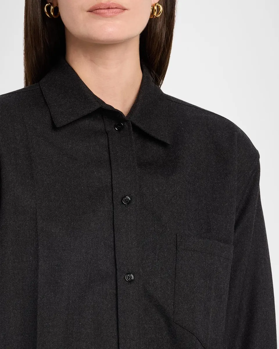 Victoria Beckham Ellys Wool Twill Button-Down Shirt | Thumbnail 5 Victoria Beckham Ellys Wool Twill Button-Down Shirt | Thumbnail 5