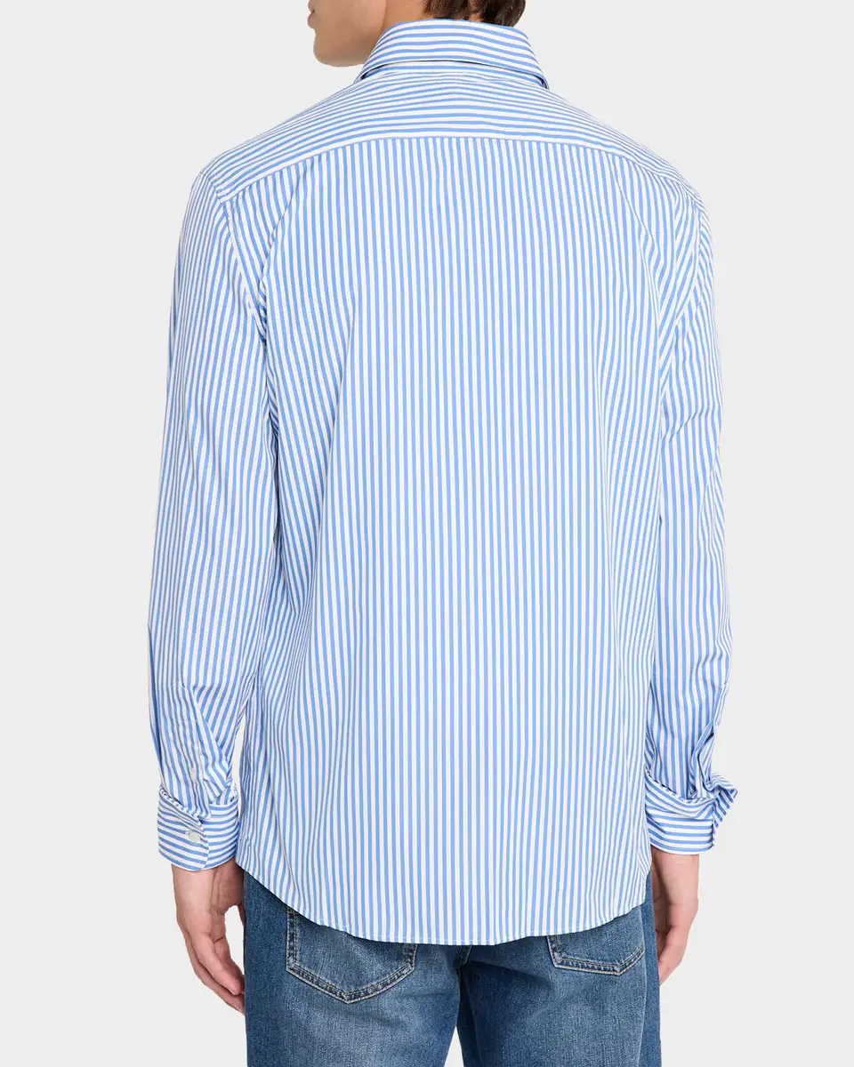 Brunello Cucinelli Men's Cotton Pinstripe Sport Shirt | Thumbnail 3 Brunello Cucinelli Men's Cotton Pinstripe Sport Shirt | Thumbnail 3