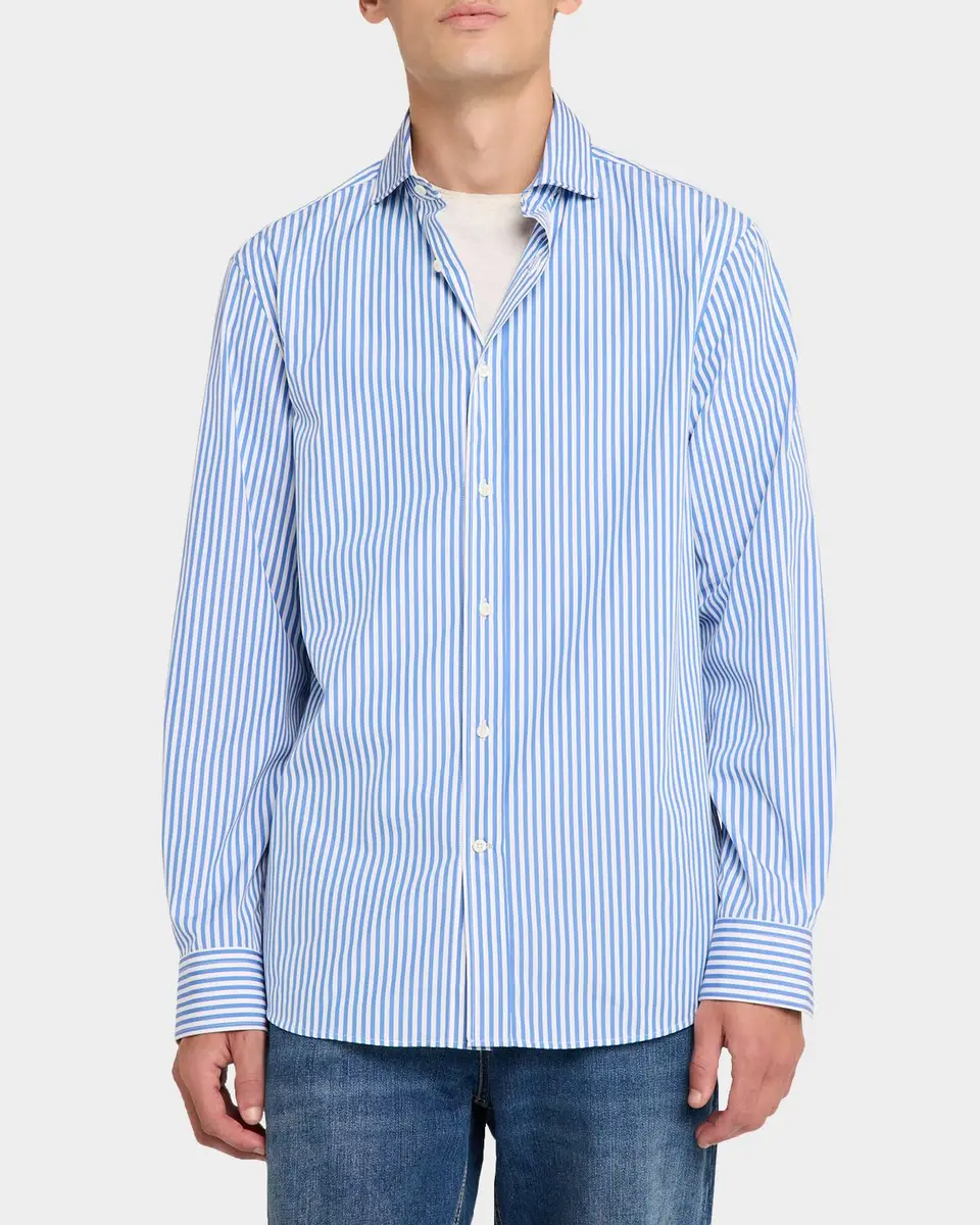Brunello Cucinelli Men's Cotton Pinstripe Sport Shirt | Thumbnail 4 Brunello Cucinelli Men's Cotton Pinstripe Sport Shirt | Thumbnail 4