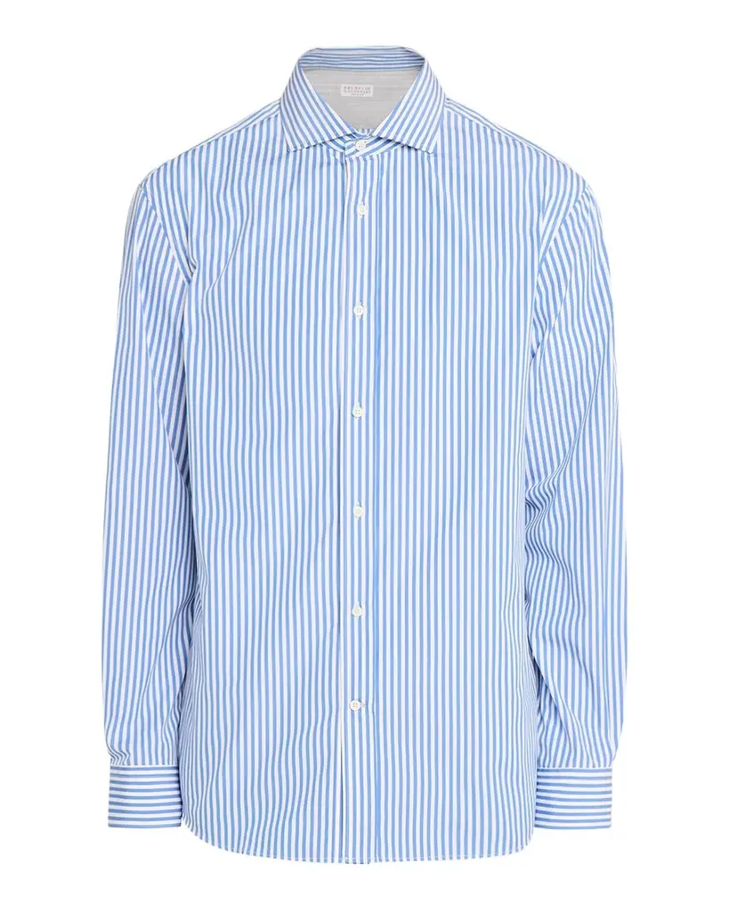 Brunello Cucinelli Men's Cotton Pinstripe Sport Shirt