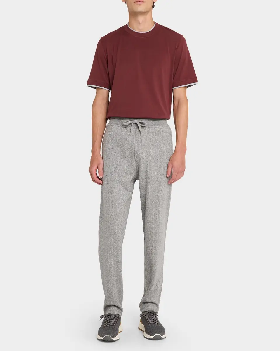 Brunello Cucinelli Men's Cashmere-Cotton Stripe Drawstring Pants | Thumbnail 2 Brunello Cucinelli Men's Cashmere-Cotton Stripe Drawstring Pants | Thumbnail 2