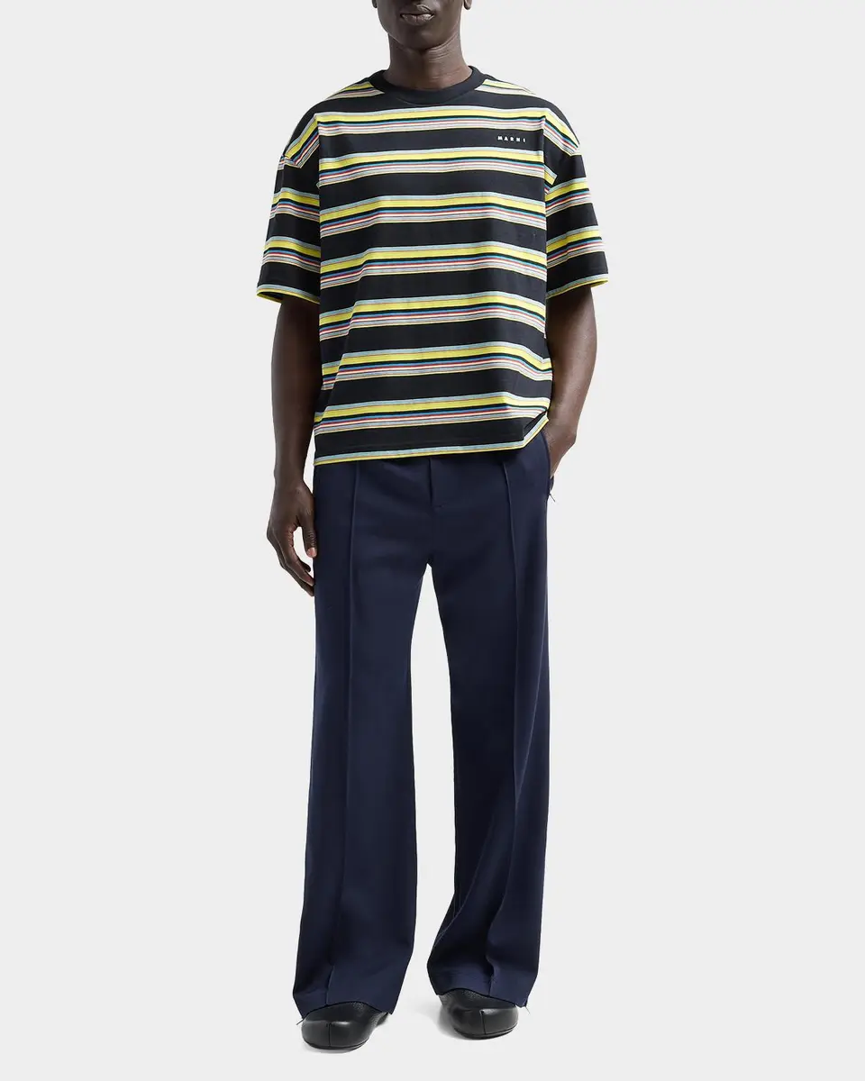 Marni Men's Multi-Stripe Cotton Relaxed-Fit Crewneck T-Shirt | Thumbnail 2 Marni Men's Multi-Stripe Cotton Relaxed-Fit Crewneck T-Shirt | Thumbnail 2