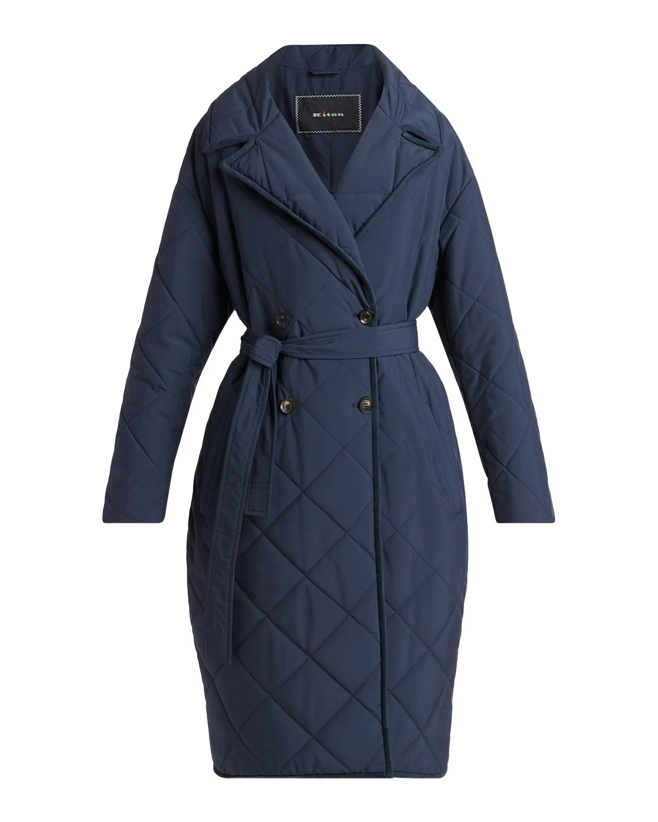 Kiton Quilted Belted Trench Coat