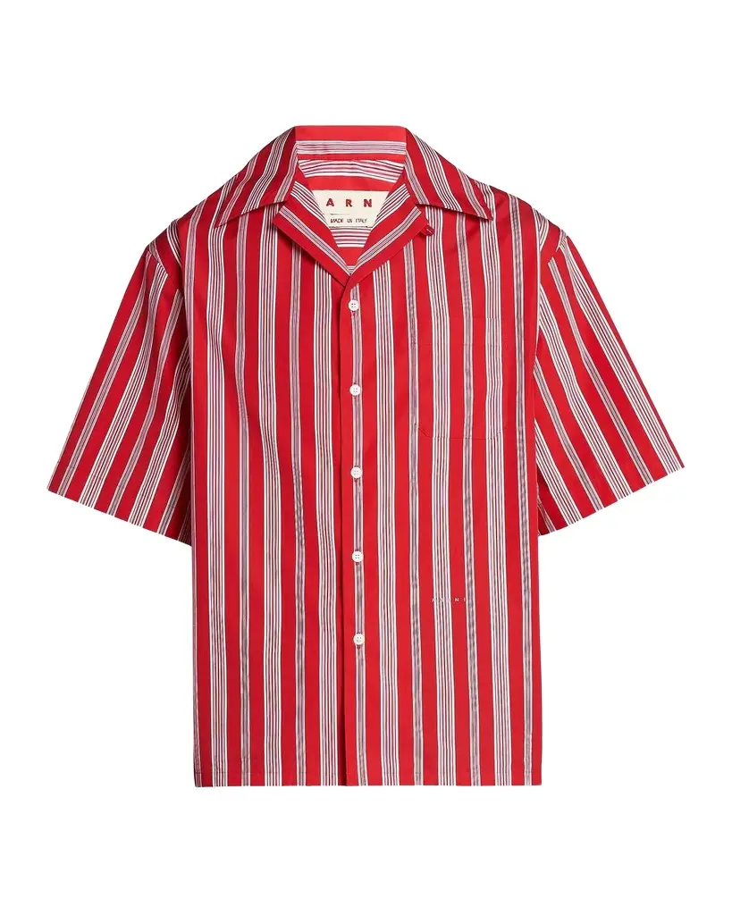 Marni Striped Cotton-Blend Camp Shirt | Image 1 Marni Striped Cotton-Blend Camp Shirt | Image 1