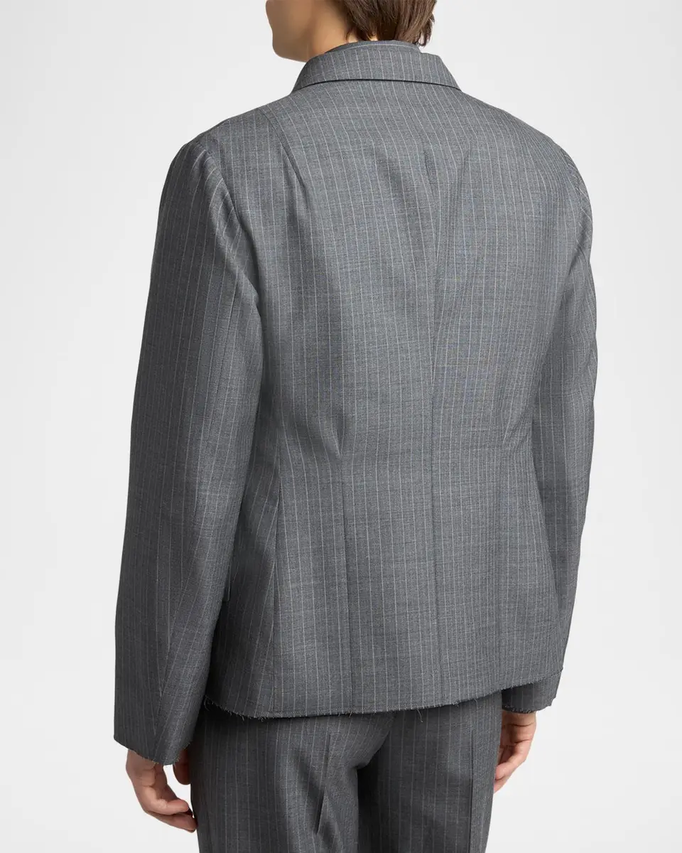 Jil Sander Men's Raw-Edge Wool Poplin Jacket | Thumbnail 3 Jil Sander Men's Raw-Edge Wool Poplin Jacket | Thumbnail 3