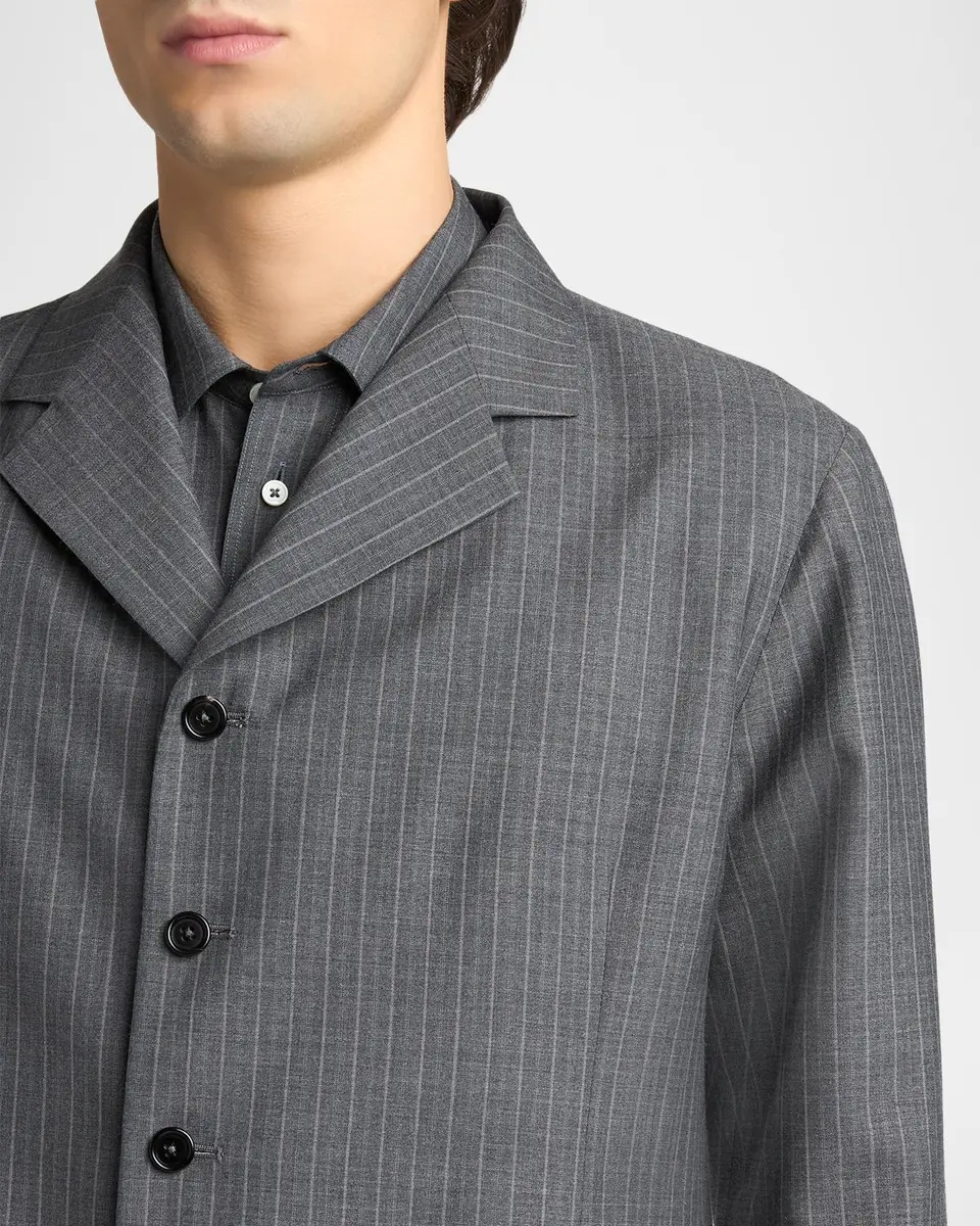 Jil Sander Men's Raw-Edge Wool Poplin Jacket | Thumbnail 5 Jil Sander Men's Raw-Edge Wool Poplin Jacket | Thumbnail 5