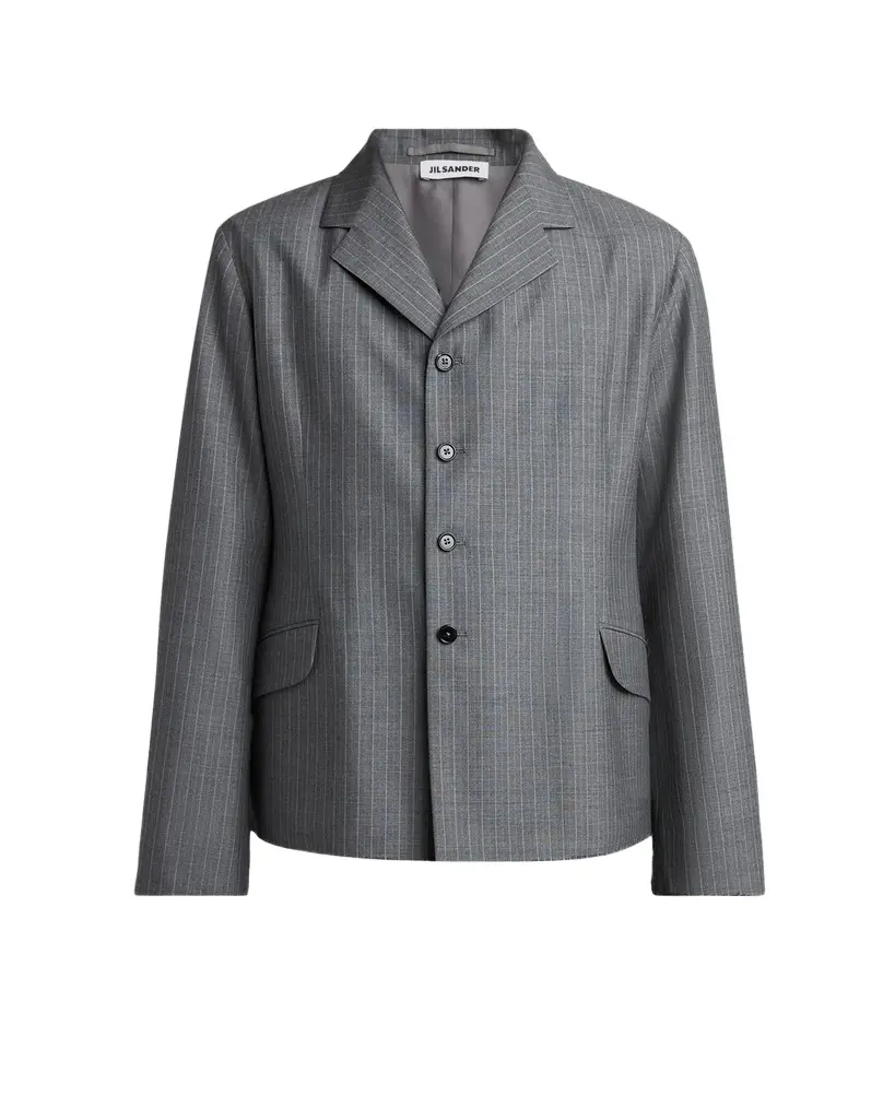 Jil Sander Men's Raw-Edge Wool Poplin Jacket | Image 1 Jil Sander Men's Raw-Edge Wool Poplin Jacket | Image 1