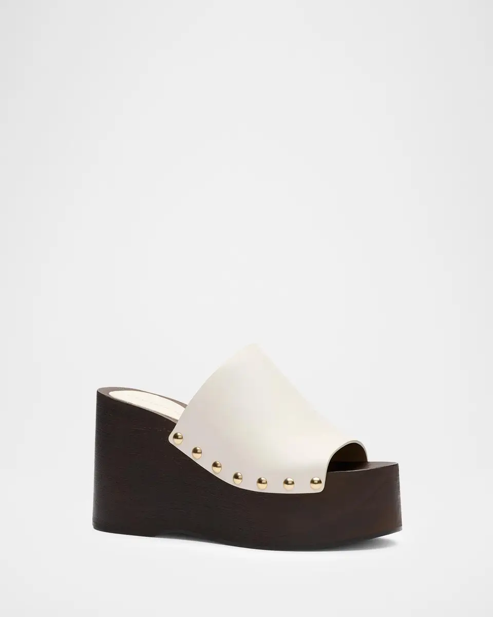 Stuart Weitzman Kate 100MM Leather Clog Slide Sandals | Thumbnail 2 Stuart Weitzman Kate 100MM Leather Clog Slide Sandals | Thumbnail 2