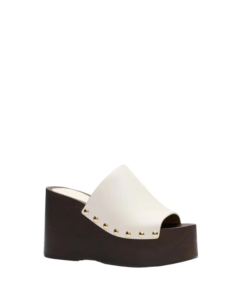 Stuart Weitzman Kate 100MM Leather Clog Slide Sandals | Image 1 Stuart Weitzman Kate 100MM Leather Clog Slide Sandals | Image 1