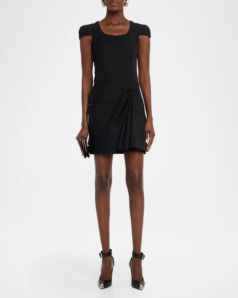 Alexander McQueen Tailored Cap-Sleeve Draped Mini Dress | Thumbnail 2 Alexander McQueen Tailored Cap-Sleeve Draped Mini Dress | Thumbnail 2