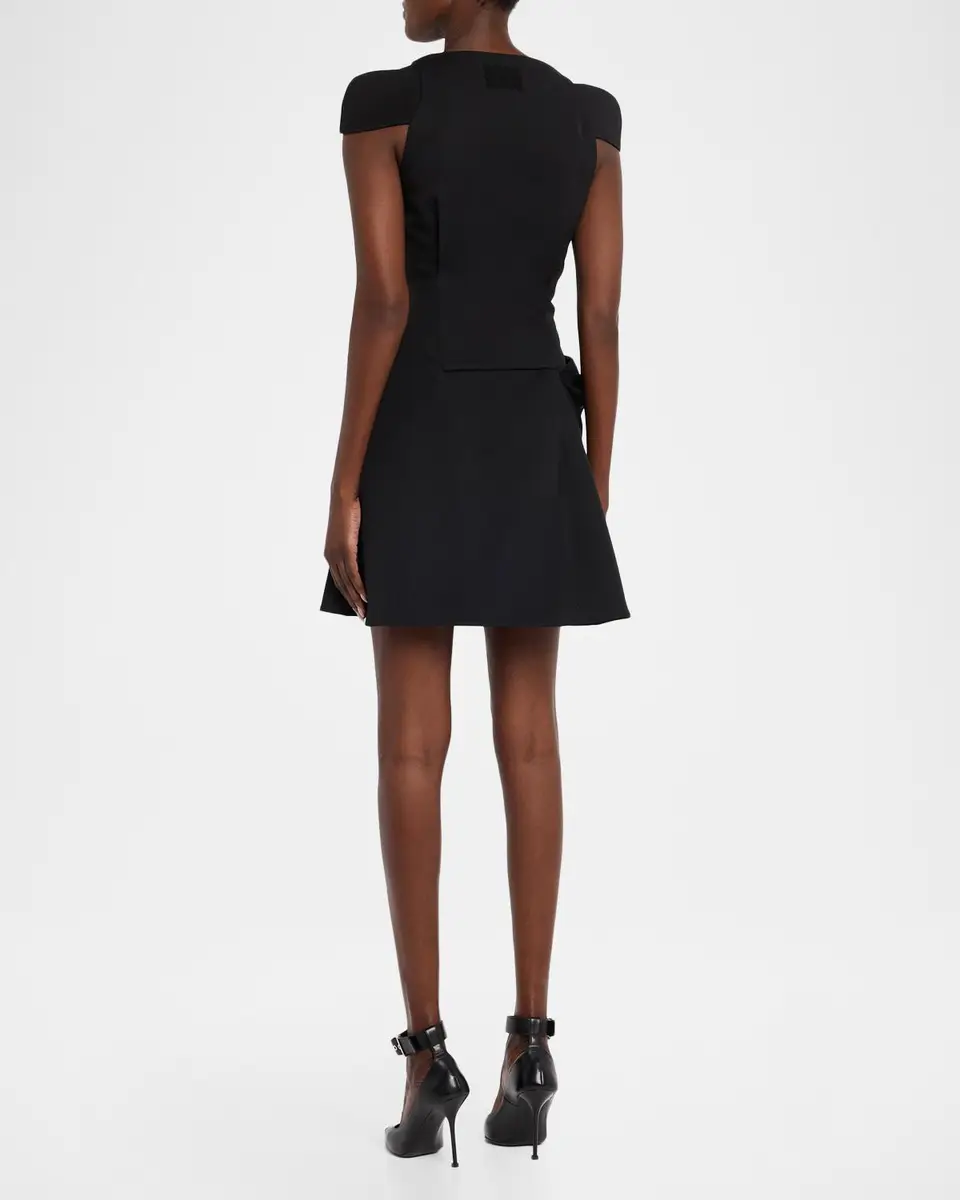 Alexander McQueen Tailored Cap-Sleeve Draped Mini Dress | Thumbnail 3 Alexander McQueen Tailored Cap-Sleeve Draped Mini Dress | Thumbnail 3