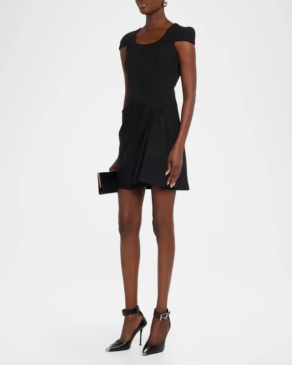 Alexander McQueen Tailored Cap-Sleeve Draped Mini Dress | Thumbnail 4 Alexander McQueen Tailored Cap-Sleeve Draped Mini Dress | Thumbnail 4