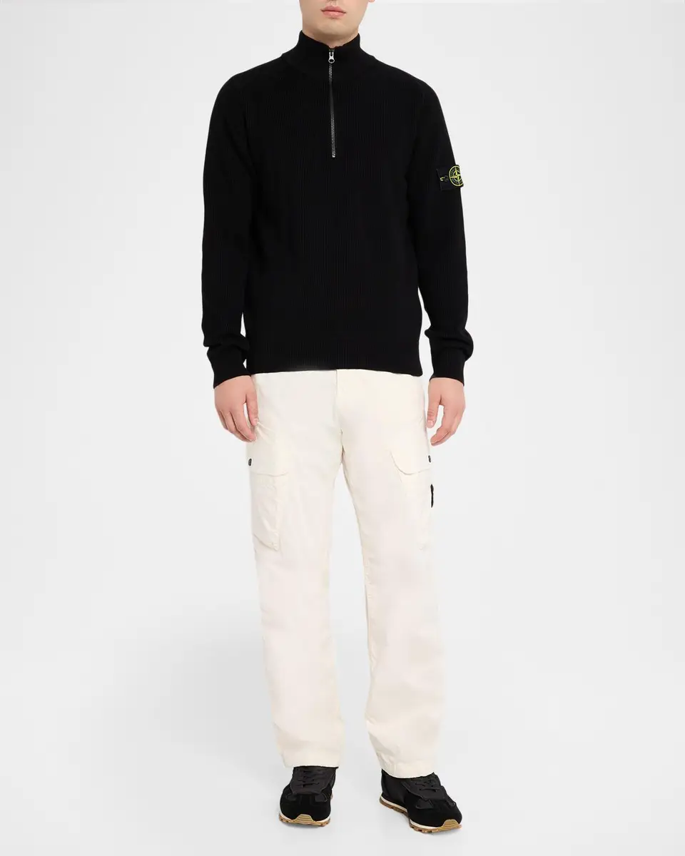 Stone Island Men's Cotton Rib Compass Quarter-Zip Sweater | Thumbnail 2 Stone Island Men's Cotton Rib Compass Quarter-Zip Sweater | Thumbnail 2