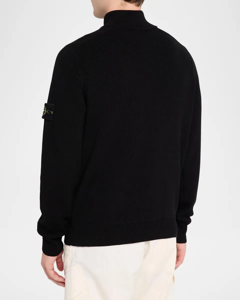 Stone Island Men's Cotton Rib Compass Quarter-Zip Sweater | Thumbnail 3 Stone Island Men's Cotton Rib Compass Quarter-Zip Sweater | Thumbnail 3