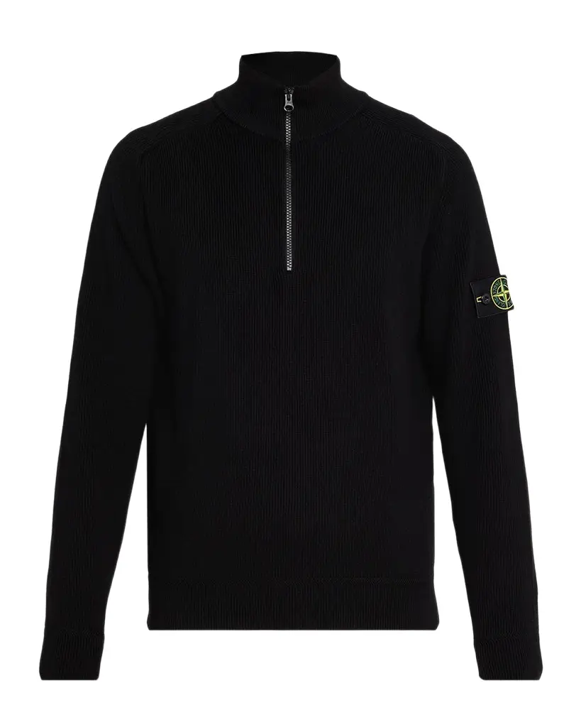 Men's Cotton Rib Compass Quarter-Zip Sweater