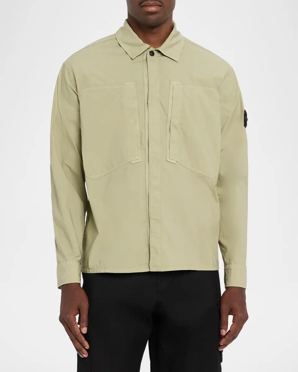 Stone Island Men's Cotton-Stretch Button-Down Shirt | Thumbnail 4 Stone Island Men's Cotton-Stretch Button-Down Shirt | Thumbnail 4