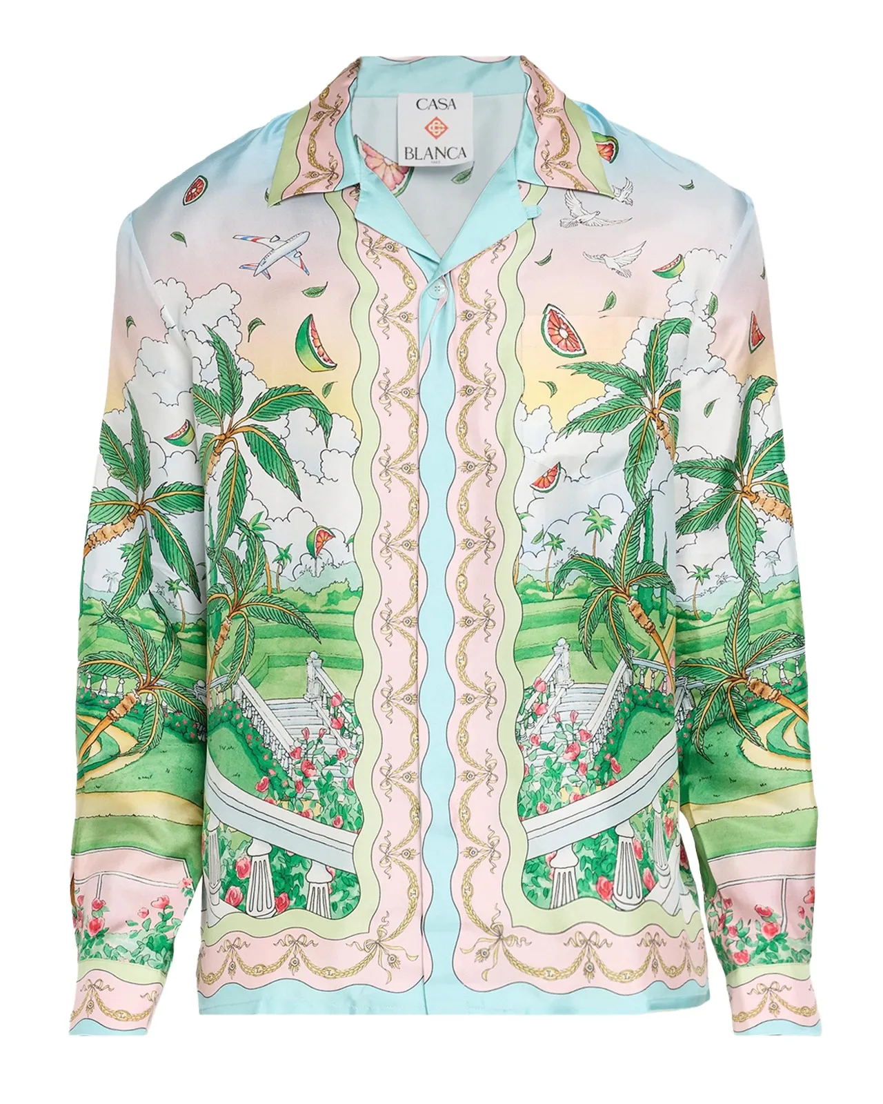 x Laduree Men's Multicolor Silk Button-Down Shirt