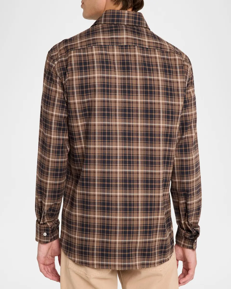Brunello Cucinelli Men's Cotton Madras Plaid Button-Down Shirt | Thumbnail 3 Brunello Cucinelli Men's Cotton Madras Plaid Button-Down Shirt | Thumbnail 3