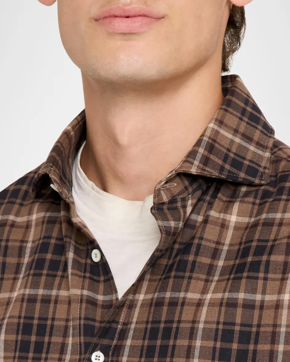 Brunello Cucinelli Men's Cotton Madras Plaid Button-Down Shirt | Thumbnail 5 Brunello Cucinelli Men's Cotton Madras Plaid Button-Down Shirt | Thumbnail 5