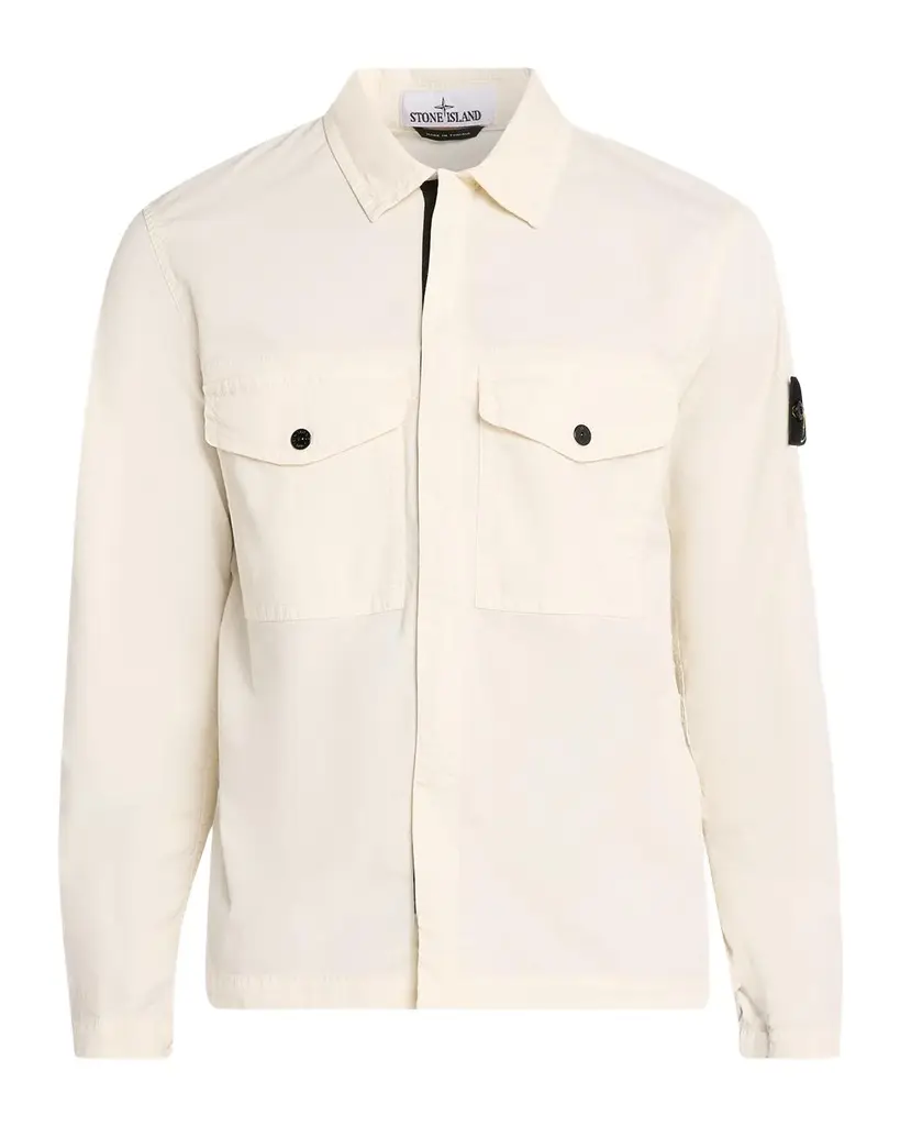 Stone Island Men's Cotton-Stretch Concealed Button-Down Shirt | Image 1 Stone Island Men's Cotton-Stretch Concealed Button-Down Shirt | Image 1