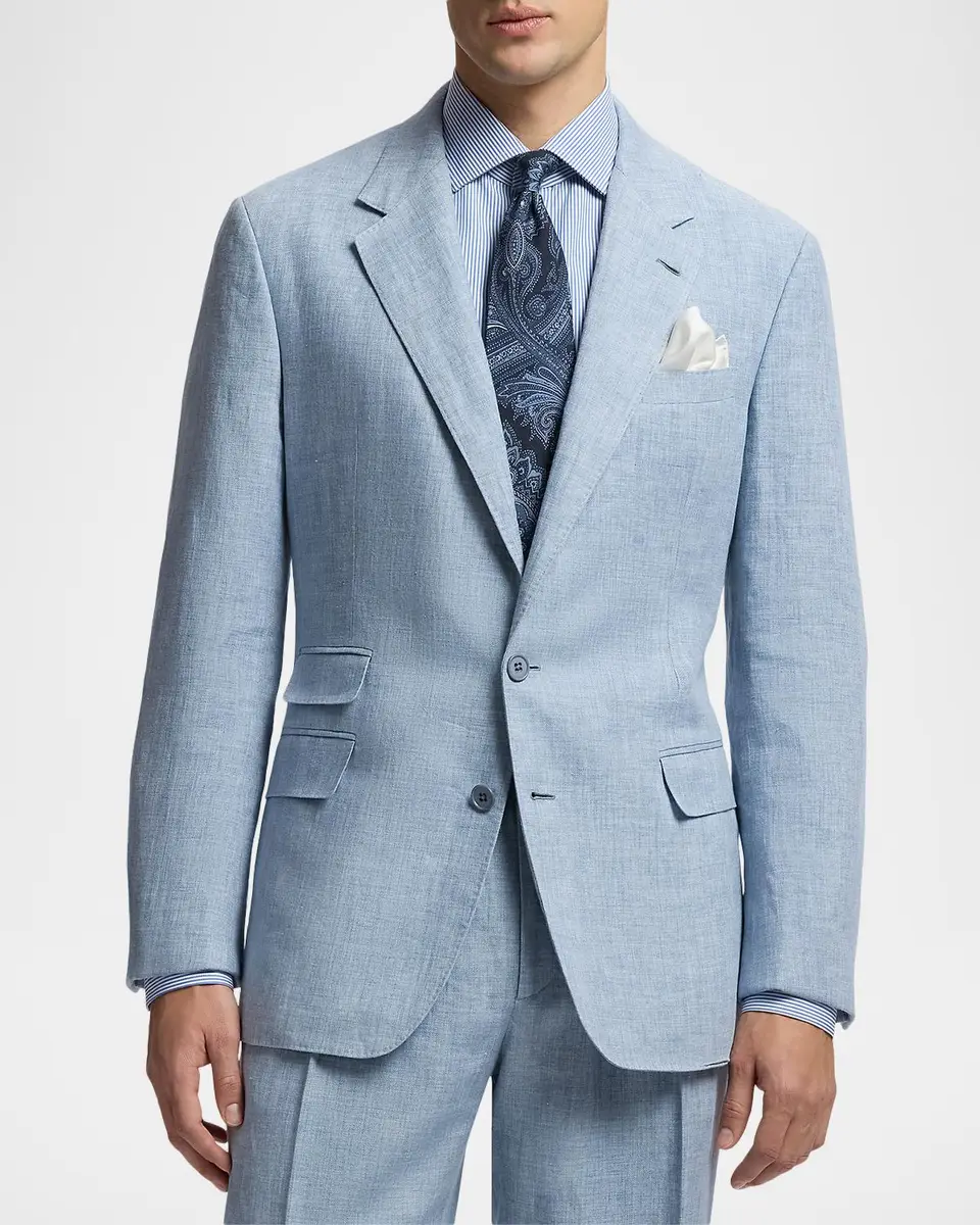 Ralph Lauren Purple Label Men's Glenn Hand-Tailored Délavé Linen Jacket | Thumbnail 4