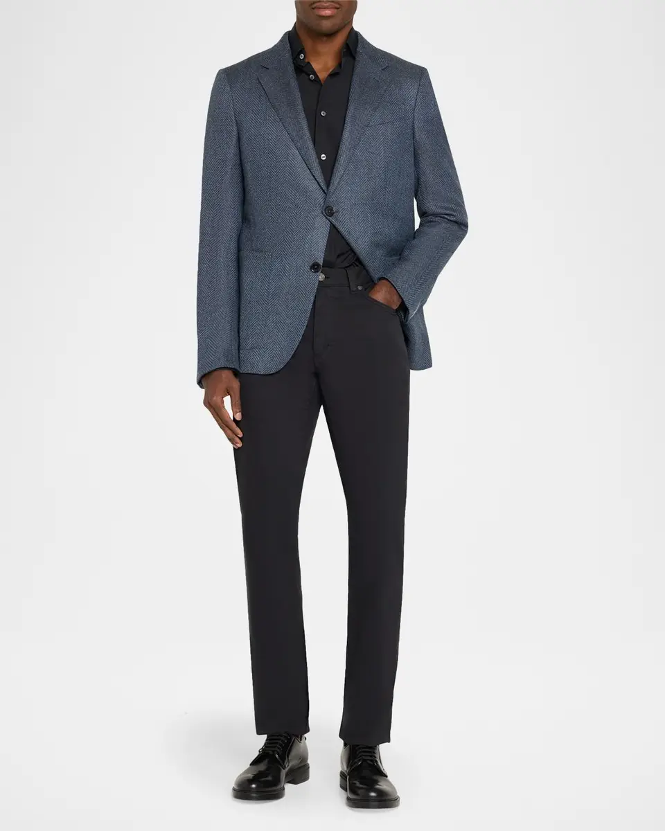 Zegna Men's Wool and Cotton Chevron Single-Breasted Sport Coat | Thumbnail 2 Zegna Men's Wool and Cotton Chevron Single-Breasted Sport Coat | Thumbnail 2
