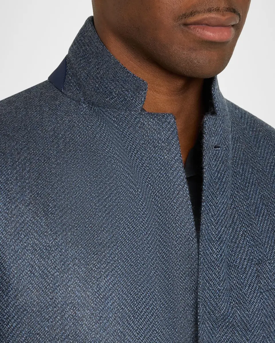 Zegna Men's Wool and Cotton Chevron Single-Breasted Sport Coat | Thumbnail 7 Zegna Men's Wool and Cotton Chevron Single-Breasted Sport Coat | Thumbnail 7