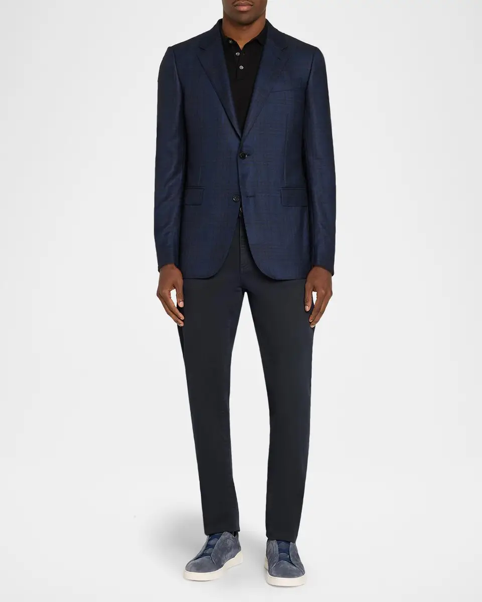 Zegna Men's Cashmere and Silk Check Single-Breasted Sport Coat | Thumbnail 2