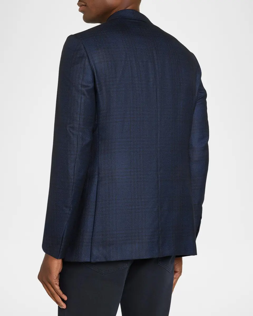 Zegna Men's Cashmere and Silk Check Single-Breasted Sport Coat | Thumbnail 3