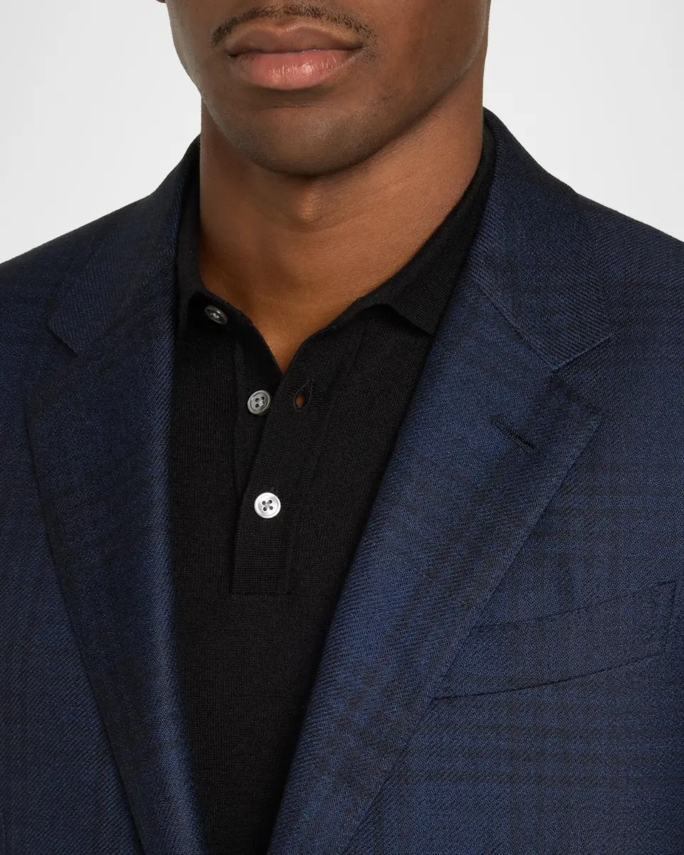 Zegna Men's Cashmere and Silk Check Single-Breasted Sport Coat | Thumbnail 5