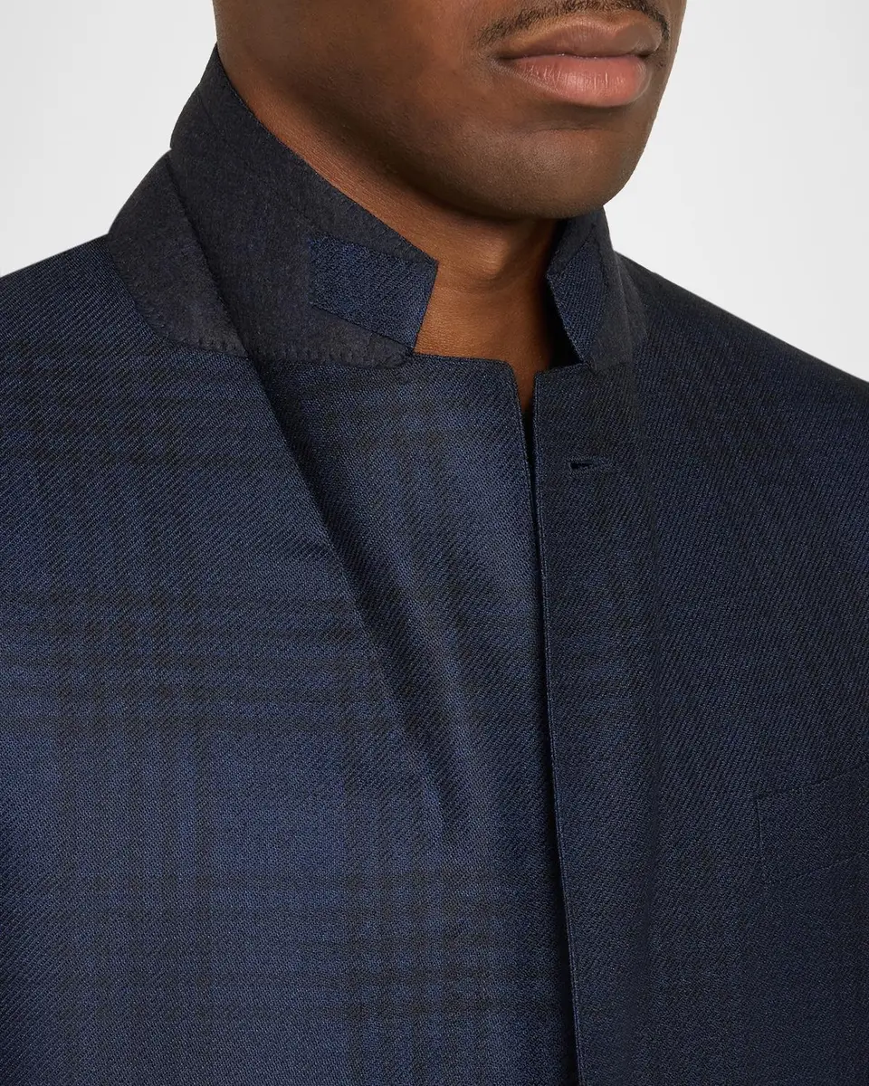 Zegna Men's Cashmere and Silk Check Single-Breasted Sport Coat | Thumbnail 7