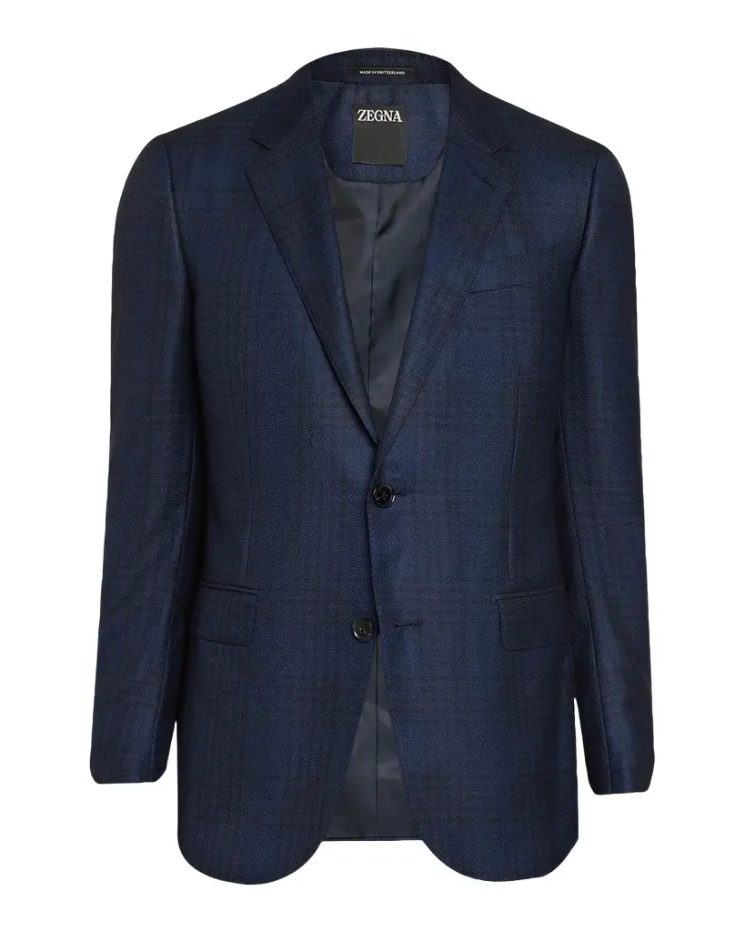 ZEGNA Men's Cashmere and Silk Check Single-Breasted Sport Coat | Image 1 ZEGNA Men's Cashmere and Silk Check Single-Breasted Sport Coat | Image 1