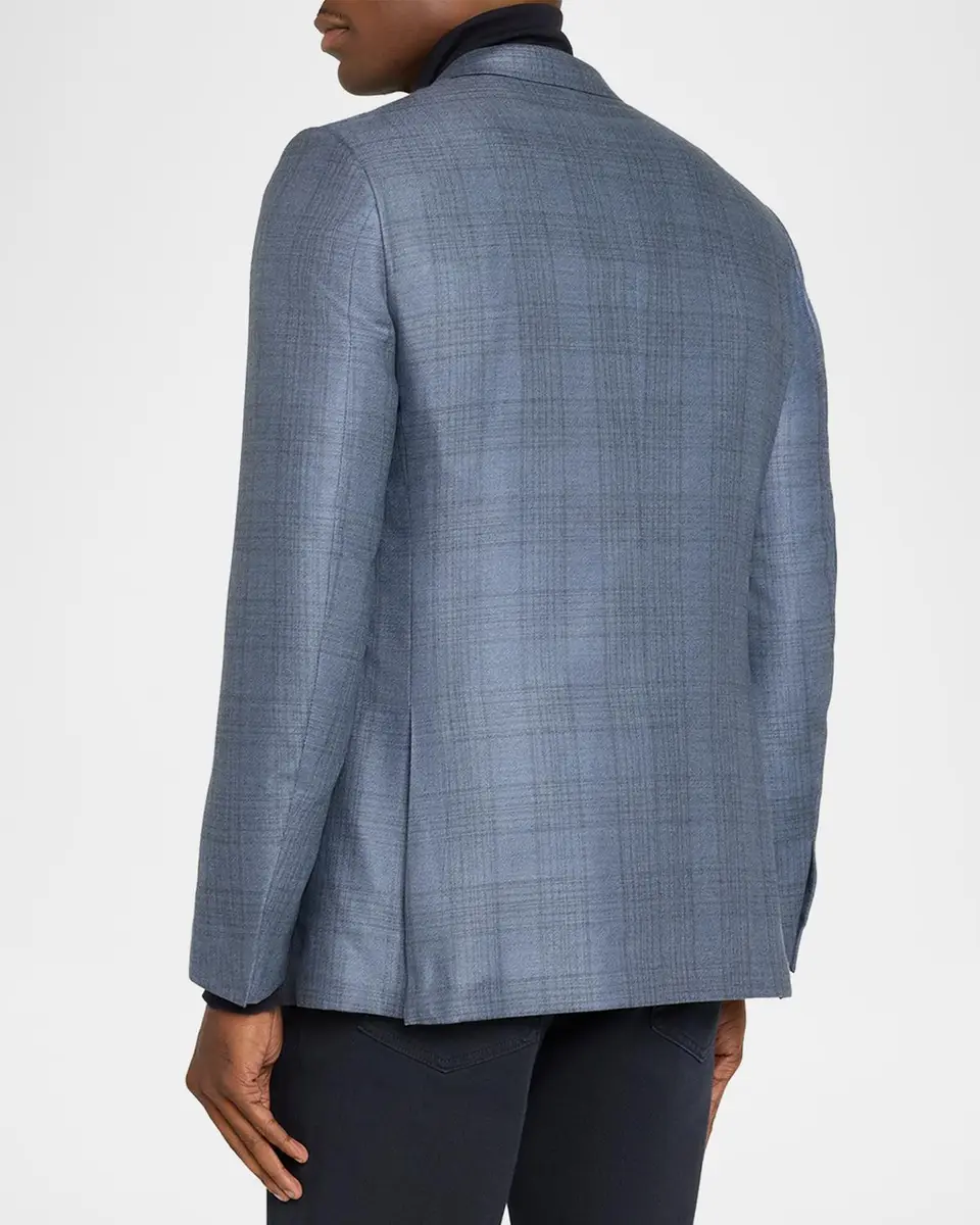 Zegna Men's Cashmere and Silk Plaid Sport Coat | Thumbnail 3 Zegna Men's Cashmere and Silk Plaid Sport Coat | Thumbnail 3