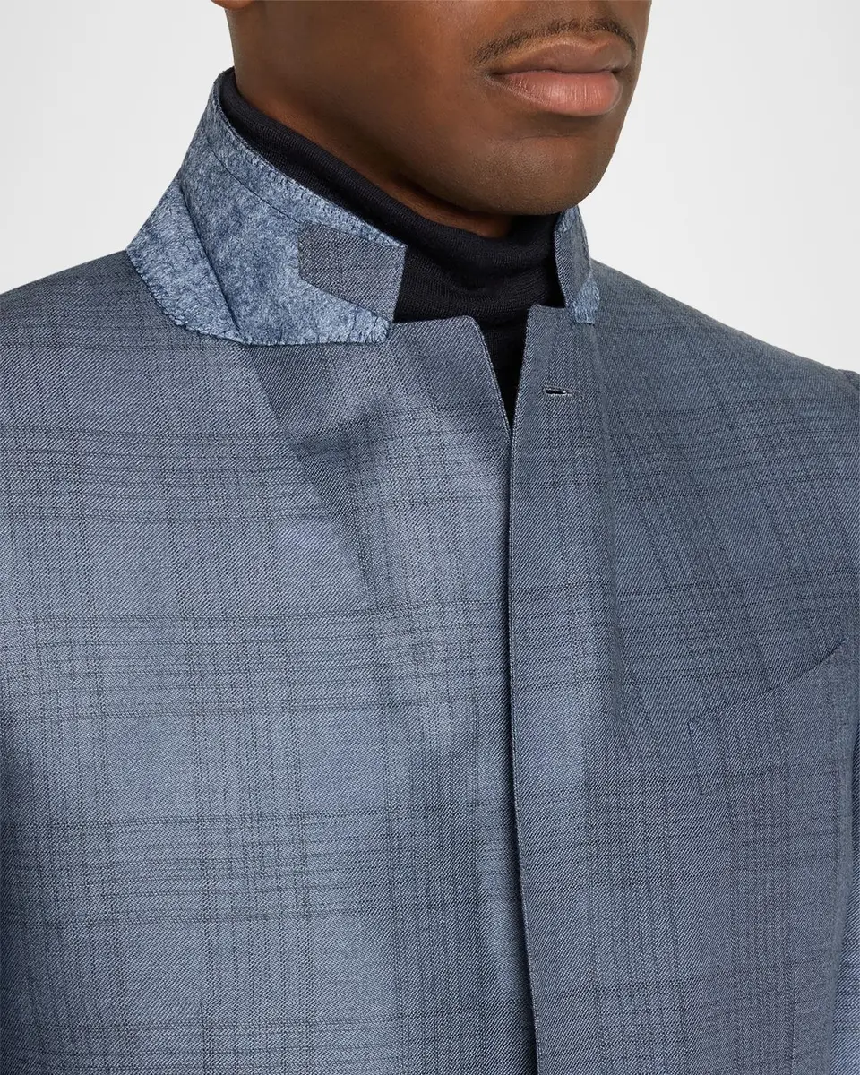Zegna Men's Cashmere and Silk Plaid Sport Coat | Thumbnail 7 Zegna Men's Cashmere and Silk Plaid Sport Coat | Thumbnail 7