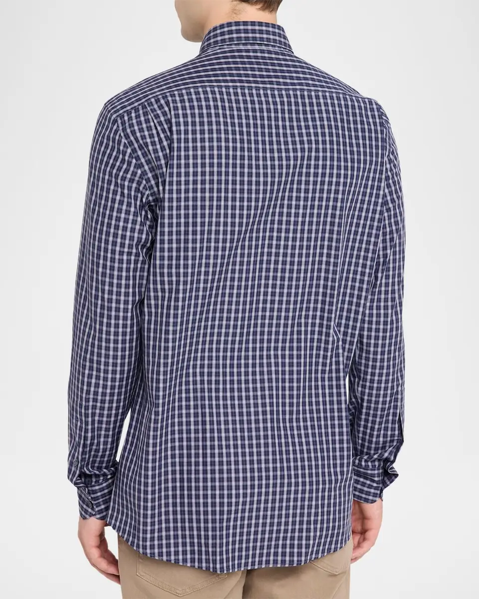 Zegna Men's Centoquaranta Cotton Plaid Button-Front Shirt | Thumbnail 3 Zegna Men's Centoquaranta Cotton Plaid Button-Front Shirt | Thumbnail 3