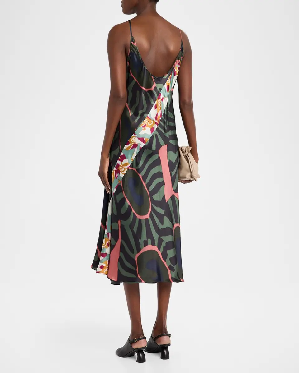 Dries Van Noten Dibelle Patchwork Satin Midi Slip Dress | Thumbnail 3 Dries Van Noten Dibelle Patchwork Satin Midi Slip Dress | Thumbnail 3