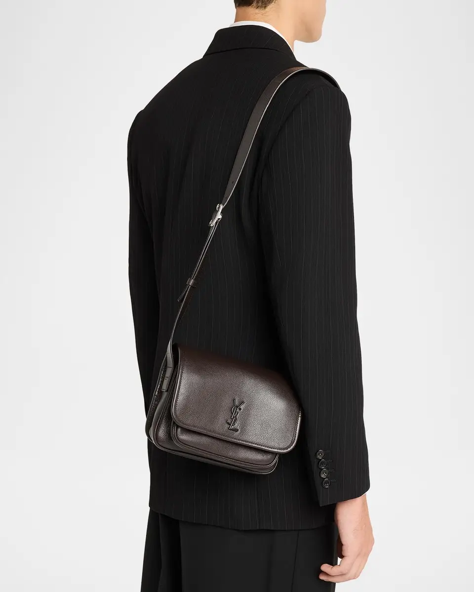 Saint Laurent Men's Niki Small YSL Messenger Bag in Grained Leather | Thumbnail 2 Saint Laurent Men's Niki Small YSL Messenger Bag in Grained Leather | Thumbnail 2