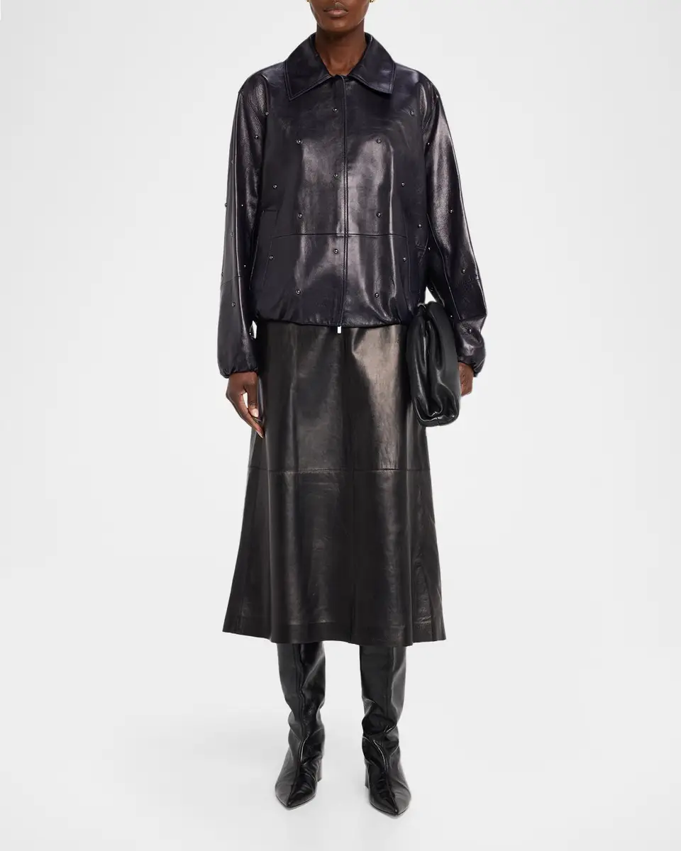 Lafayette 148 New York Dotted Lambskin Leather Bomber Jacket | Thumbnail 2 Lafayette 148 New York Dotted Lambskin Leather Bomber Jacket | Thumbnail 2