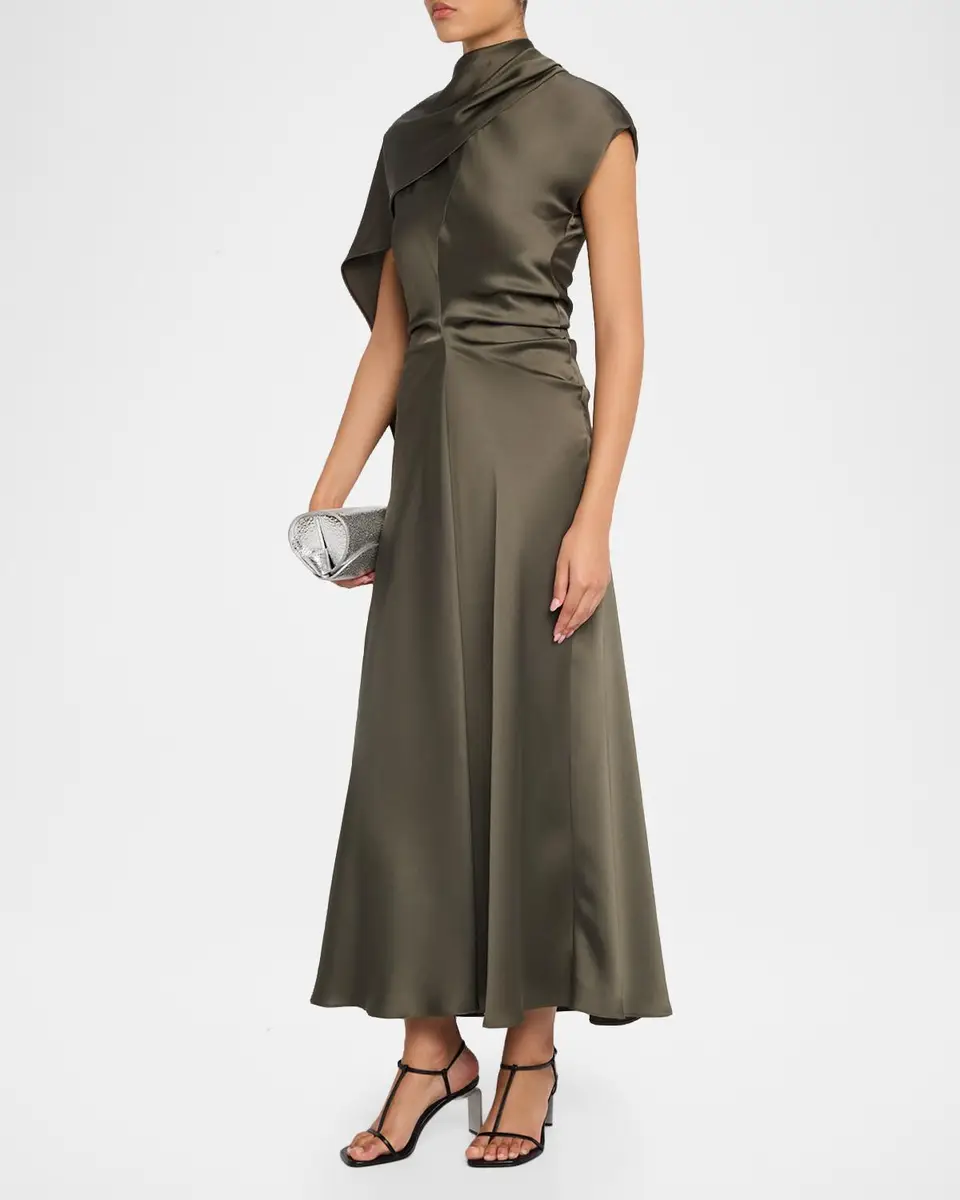 Simkhai Jacka Draped Mock-Neck Midi Dress | Thumbnail 4 Simkhai Jacka Draped Mock-Neck Midi Dress | Thumbnail 4