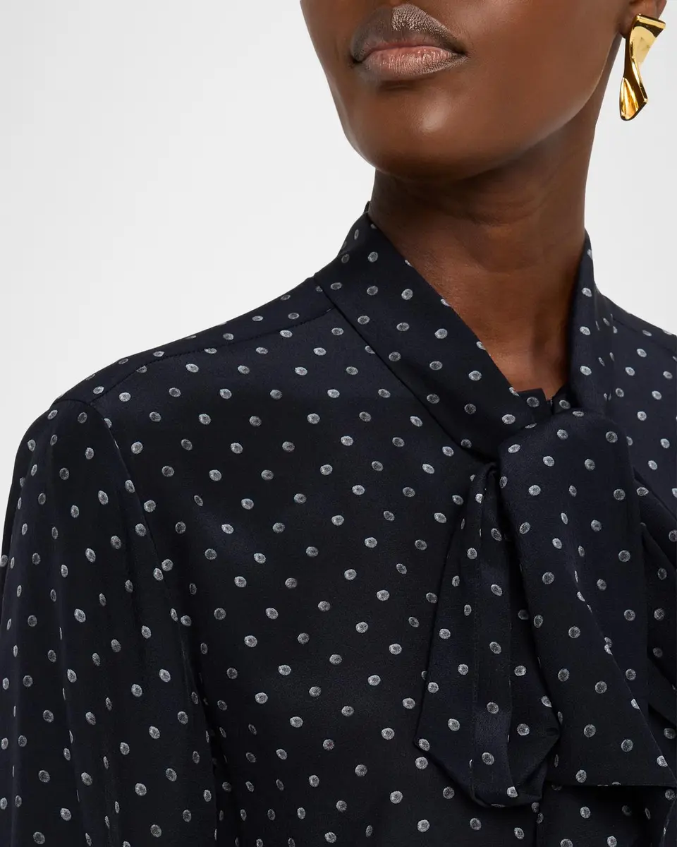 Lafayette 148 New York Polka Dot Silk Crepe De Chine Blouse | Thumbnail 5 Lafayette 148 New York Polka Dot Silk Crepe De Chine Blouse | Thumbnail 5