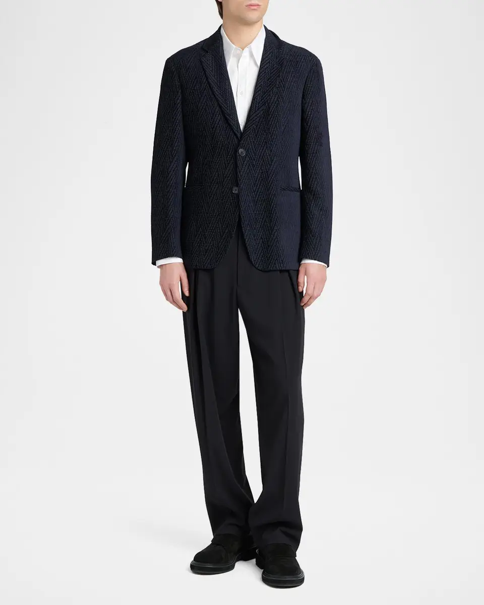 Giorgio Armani Men's Chevron Jacquard Single-Breasted Sport Coat | Thumbnail 2 Giorgio Armani Men's Chevron Jacquard Single-Breasted Sport Coat | Thumbnail 2