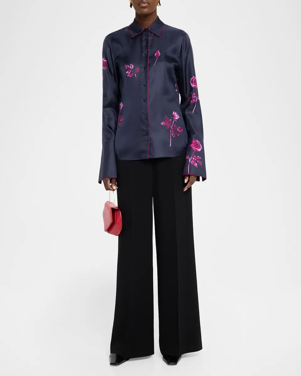 Lafayette 148 New York Floral-Print Silk Twill Blouse | Thumbnail 2 Lafayette 148 New York Floral-Print Silk Twill Blouse | Thumbnail 2