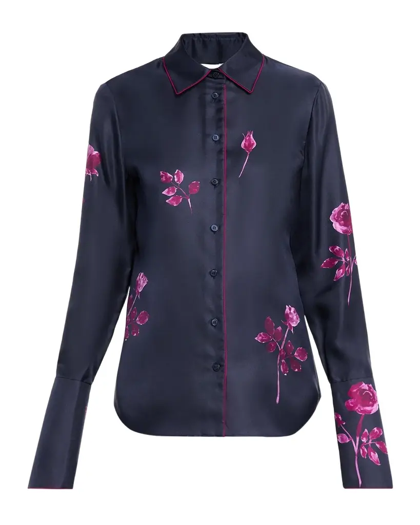 Lafayette 148 New York Floral-Print Silk Twill Blouse | Image 1 Lafayette 148 New York Floral-Print Silk Twill Blouse | Image 1